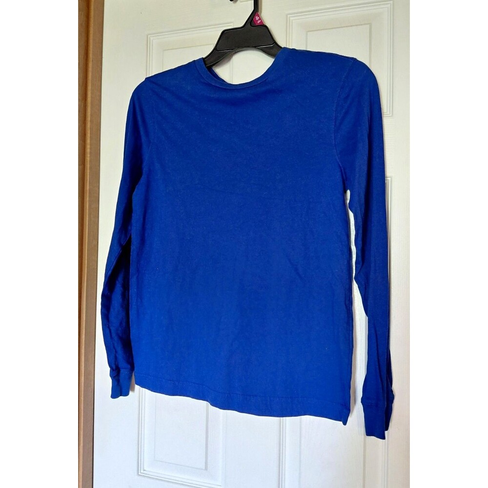 George Men's Blue Solid Long Sleeve Crew Neck T-Shirt - Regular S